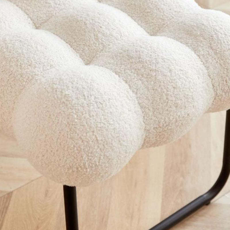 Modern Cream Coil Velvet Steel Vanity Stool