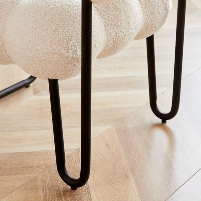 Modern Cream Coil Velvet Steel Vanity Stool