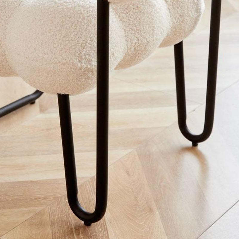 Modern Cream Coil Velvet Steel Vanity Stool