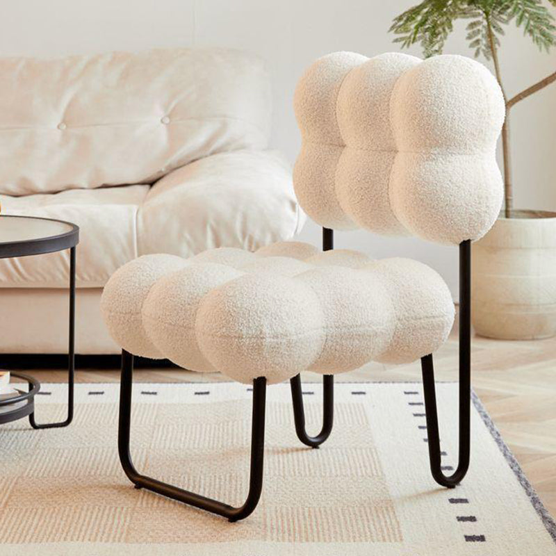 Modern Cream Coil Velvet Steel Vanity Stool