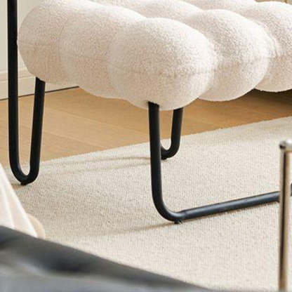 Modern Cream Coil Velvet Steel Vanity Stool