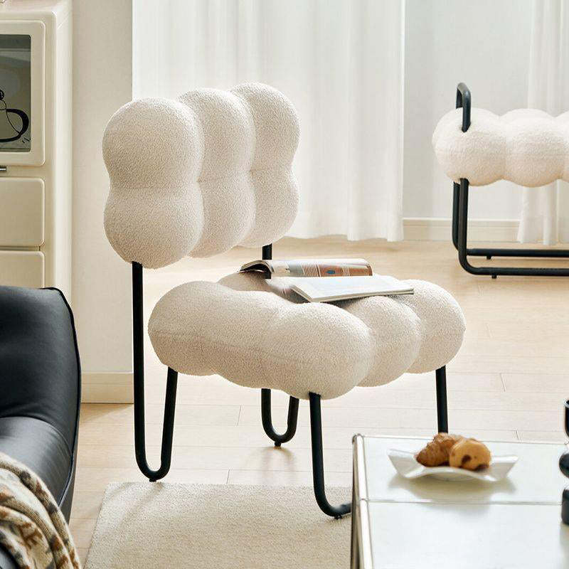 Modern Cream Coil Velvet Steel Vanity Stool