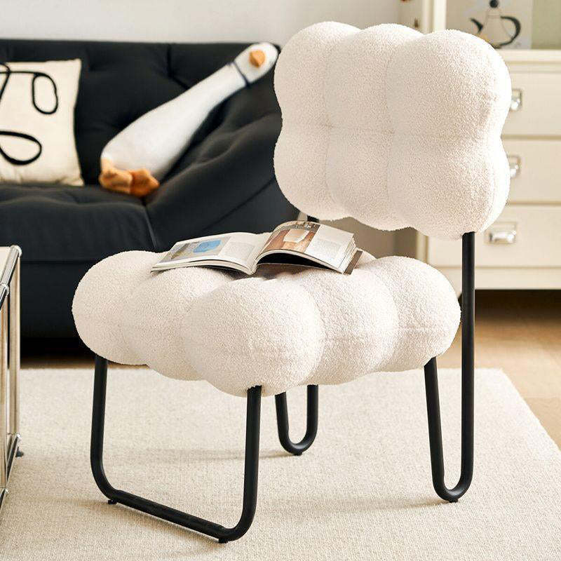 Modern Cream Coil Velvet Steel Vanity Stool