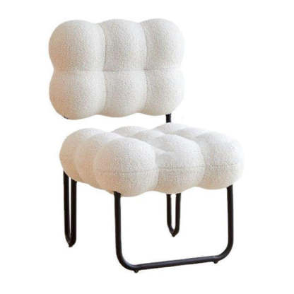 Modern Cream Coil Velvet Steel Vanity Stool