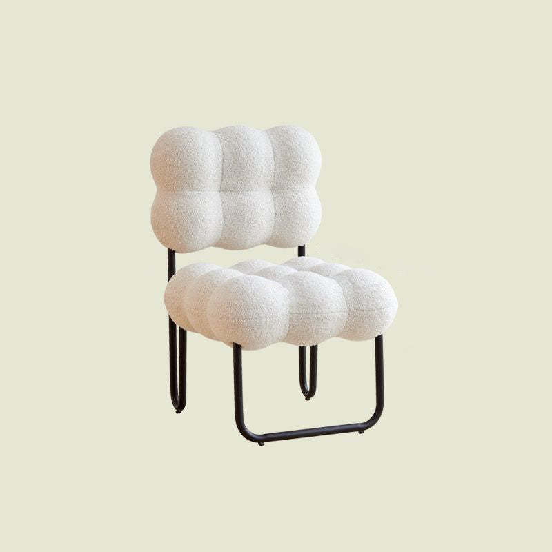 Modern Cream Coil Velvet Steel Vanity Stool