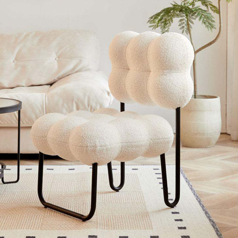 Modern Cream Coil Velvet Steel Vanity Stool