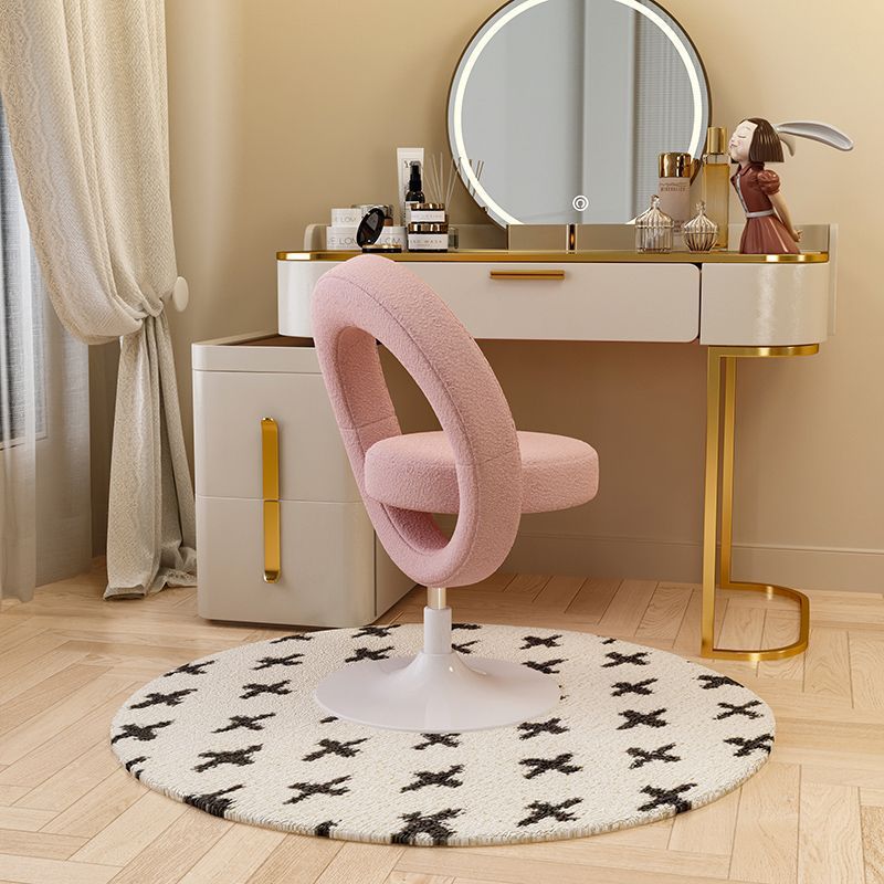 Modern Round Lambswool Steel Vanity Stool
