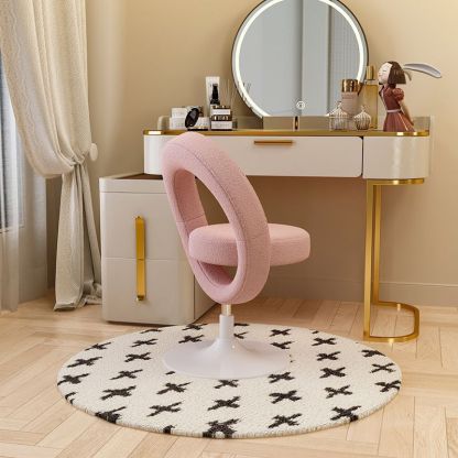 Modern Round Lambswool Steel Vanity Stool