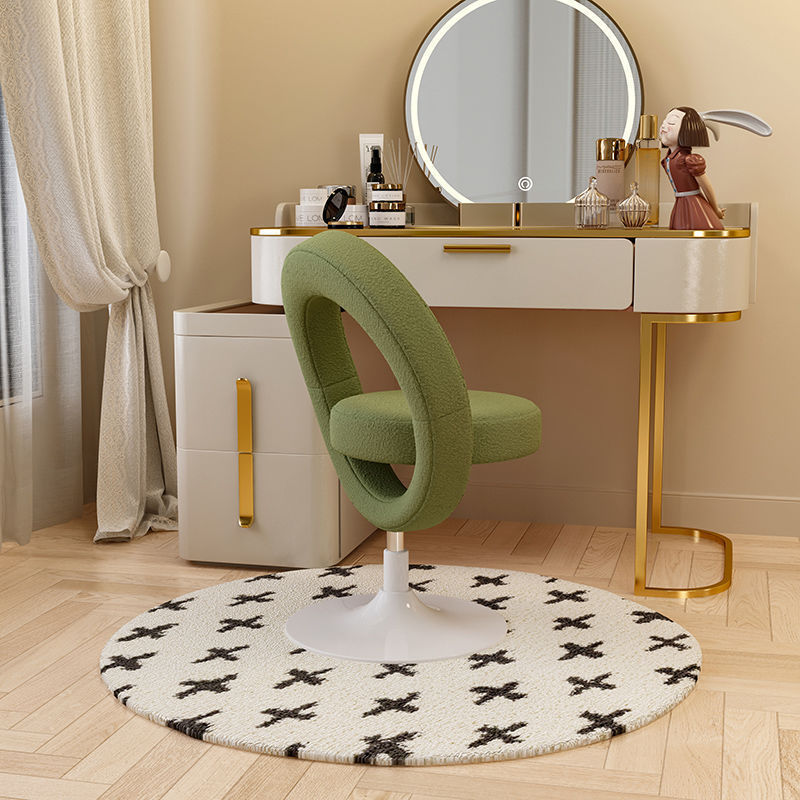 Modern Round Lambswool Steel Vanity Stool