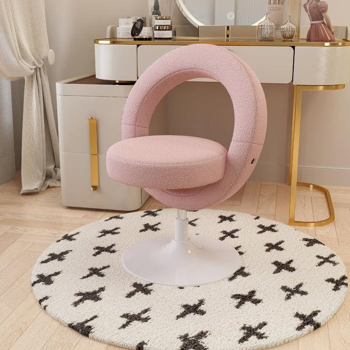 Modern Round Lambswool Steel Vanity Stool