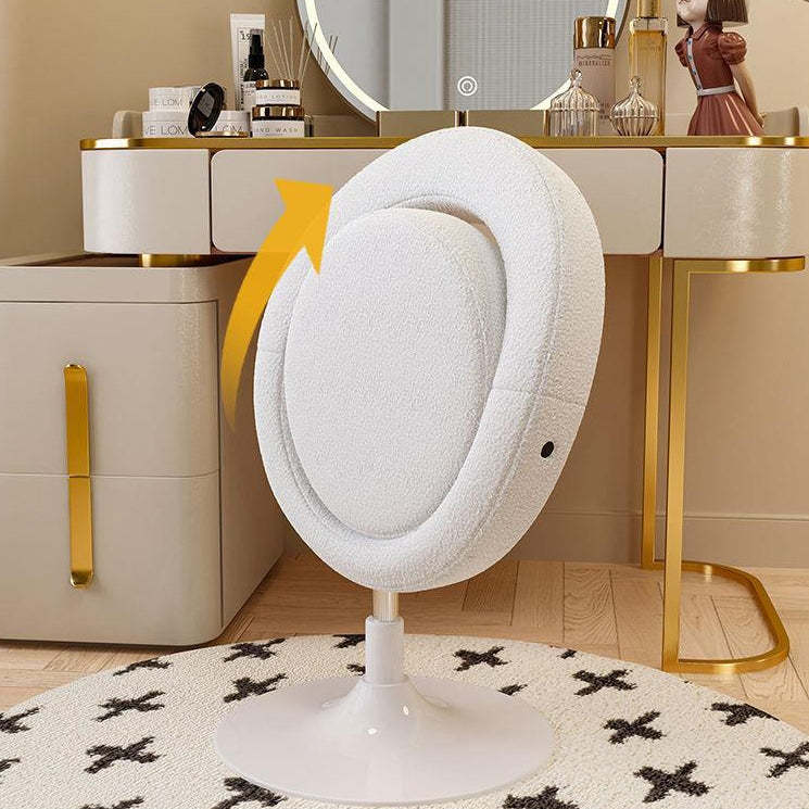 Modern Round Lambswool Steel Vanity Stool