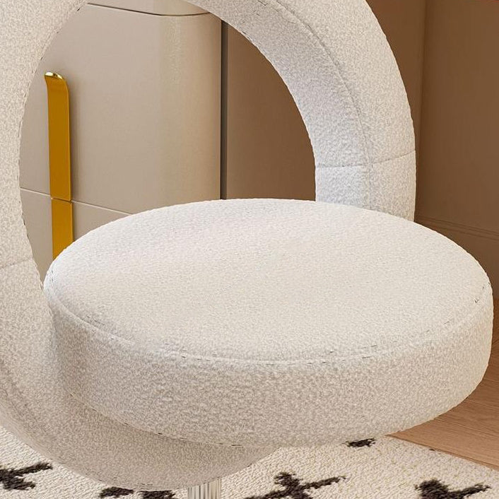 Modern Round Lambswool Steel Vanity Stool