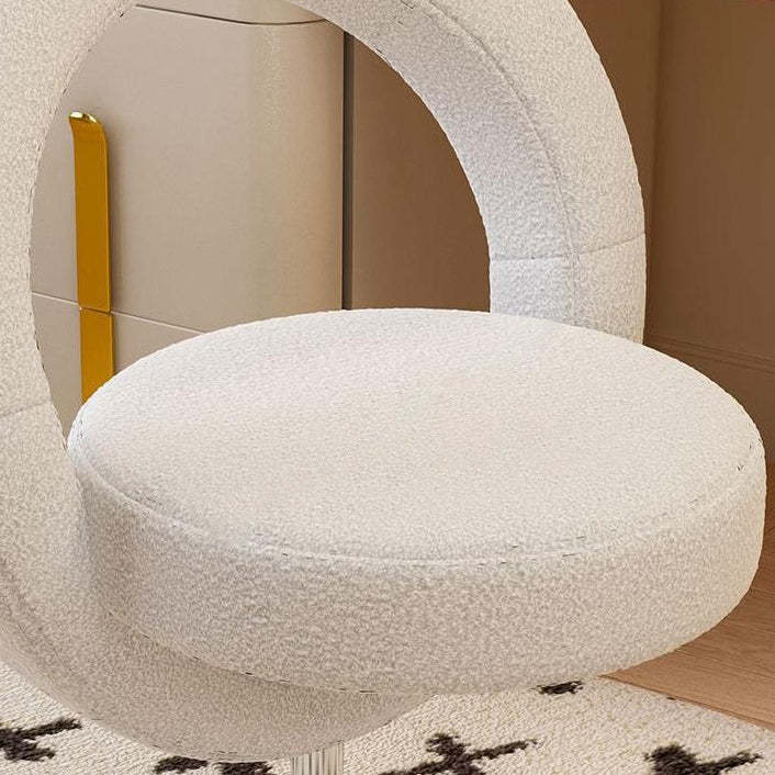 Modern Round Lambswool Steel Vanity Stool