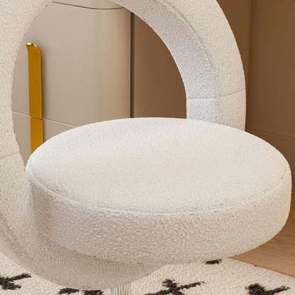 Modern Round Lambswool Steel Vanity Stool