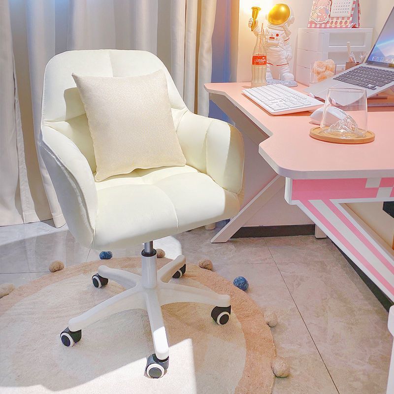 Modern Flannelette Nylon Desk Armchair — Off White