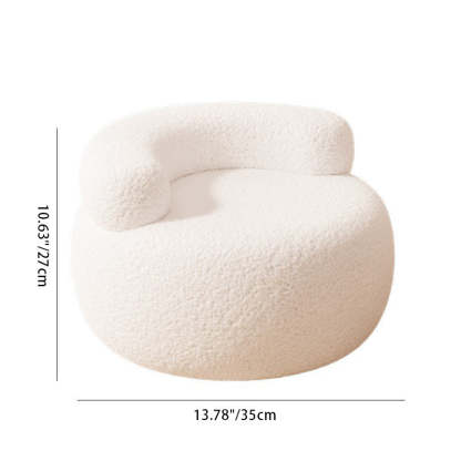 Modern Cream Lambswool Wood Low Stool