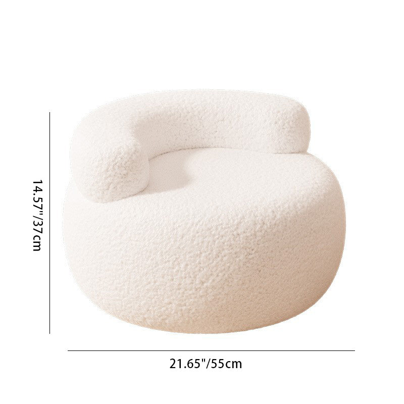 Modern Cream Lambswool Wood Low Stool