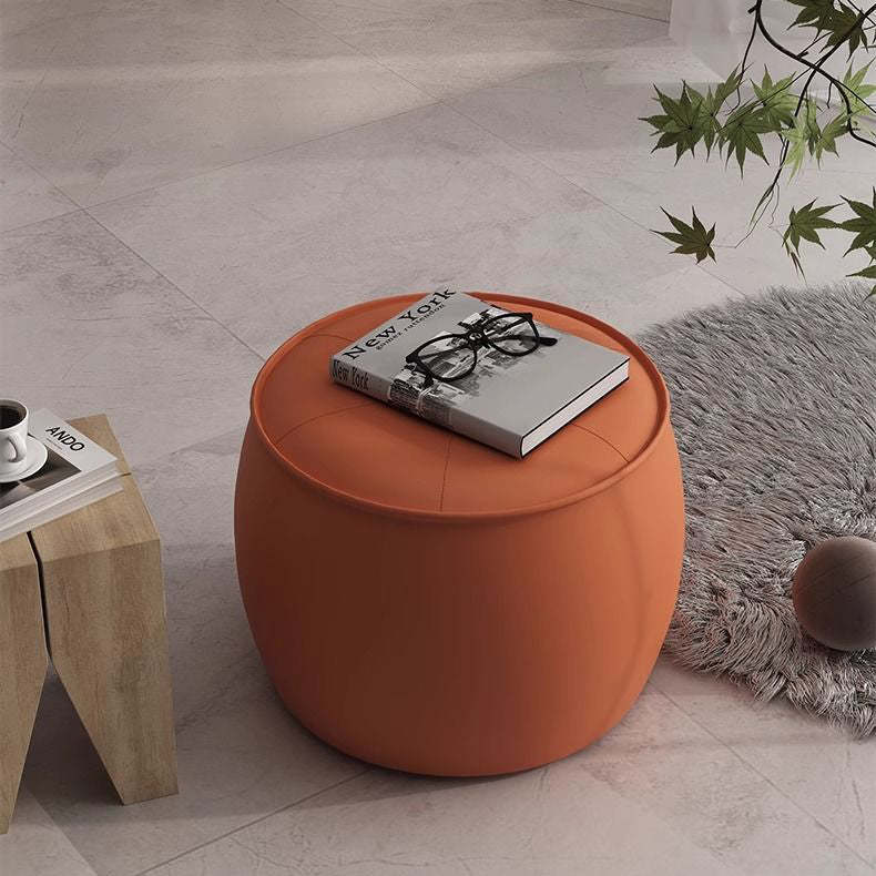 Nordic Cylinder Leather Wood Footstool — Royal Blue