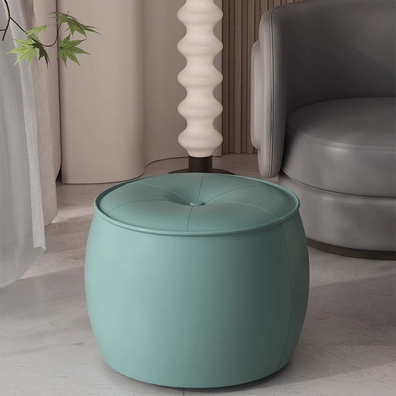Nordic Cylinder Leather Wood Footstool