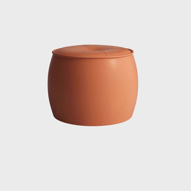 Nordic Cylinder Leather Wood Footstool