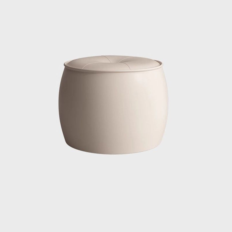 Nordic Cylinder Leather Wood Footstool
