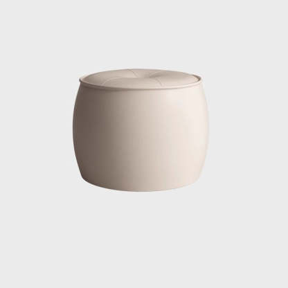 Nordic Cylinder Leather Wood Footstool