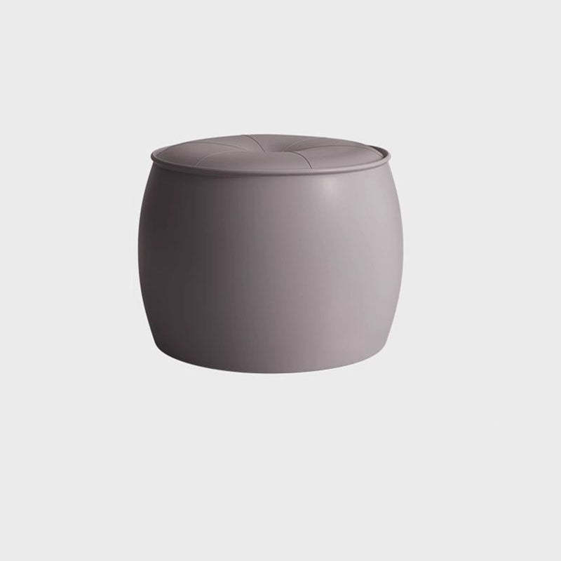 Nordic Cylinder Leather Wood Footstool