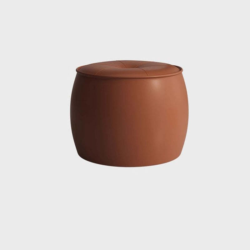 Nordic Cylinder Leather Wood Footstool