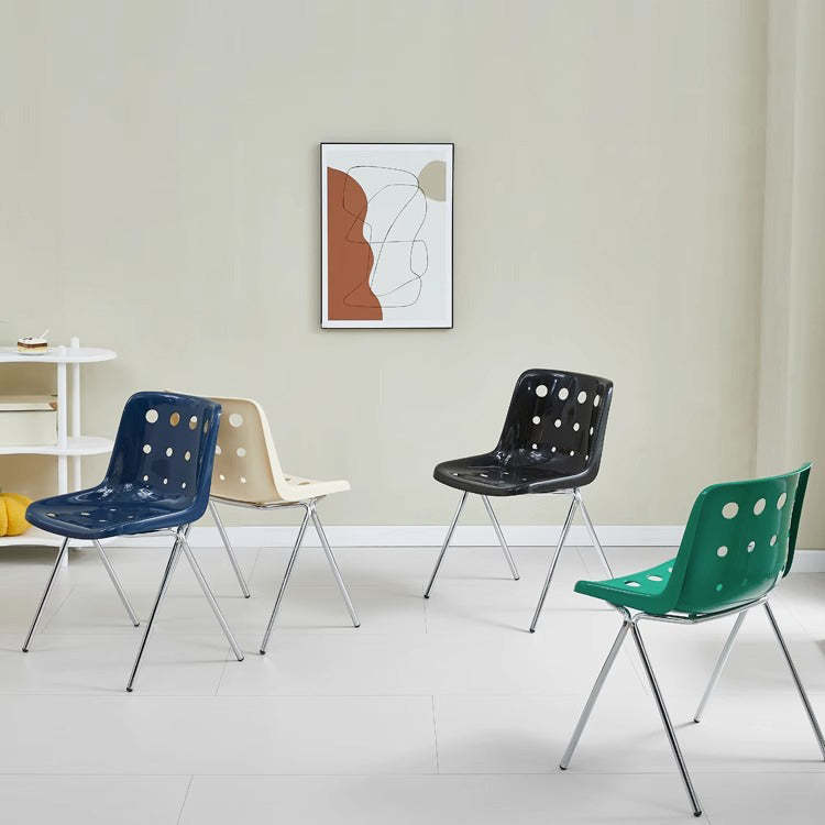Macaron Perforated Iron Dining Chair — Off White