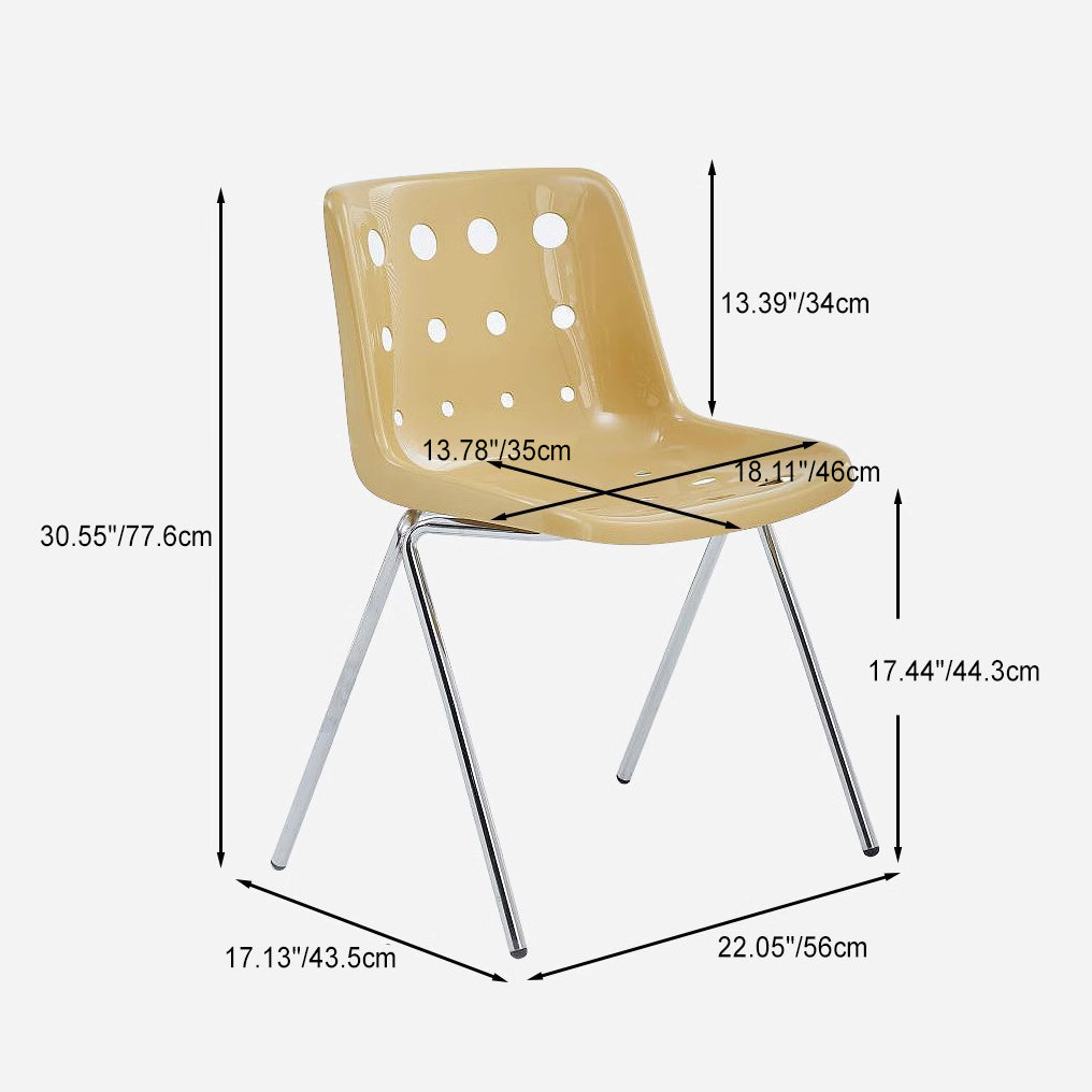 Macaron Perforated Iron Dining Chair — Orange