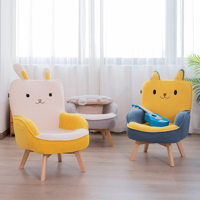 Contemporary Embroidered Velvet Wood Children Sofa — B