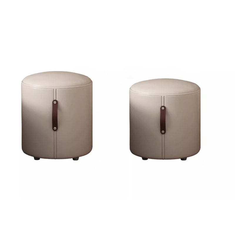 Nordic Portable Leather Wood Vanity Stool