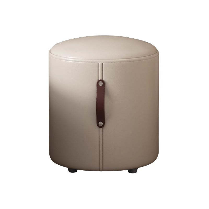 Nordic Portable Leather Wood Vanity Stool