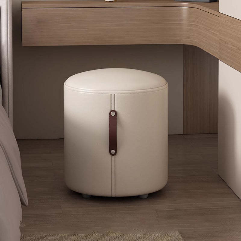 Nordic Portable Leather Wood Vanity Stool