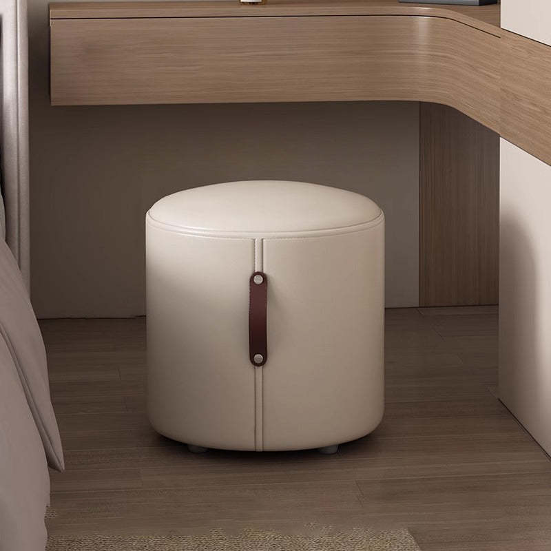 Nordic Portable Leather Wood Vanity Stool