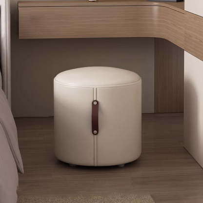 Nordic Portable Leather Wood Vanity Stool