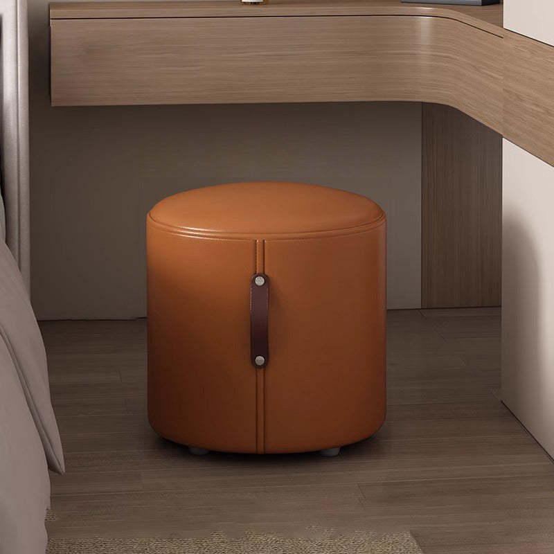 Nordic Portable Leather Wood Vanity Stool