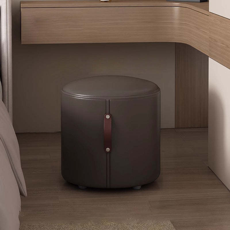 Nordic Portable Leather Wood Vanity Stool