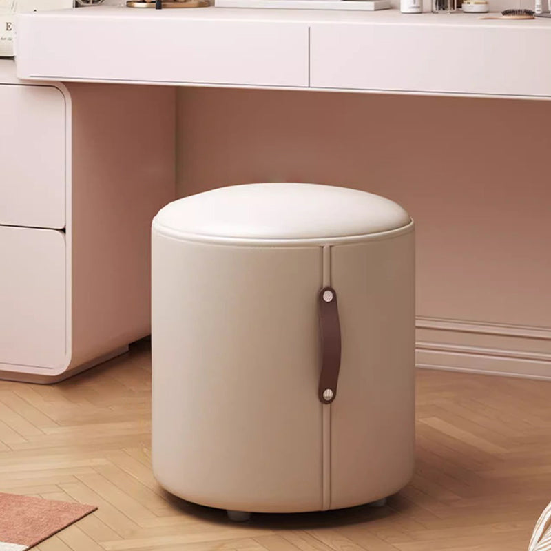 Nordic Portable Leather Wood Vanity Stool
