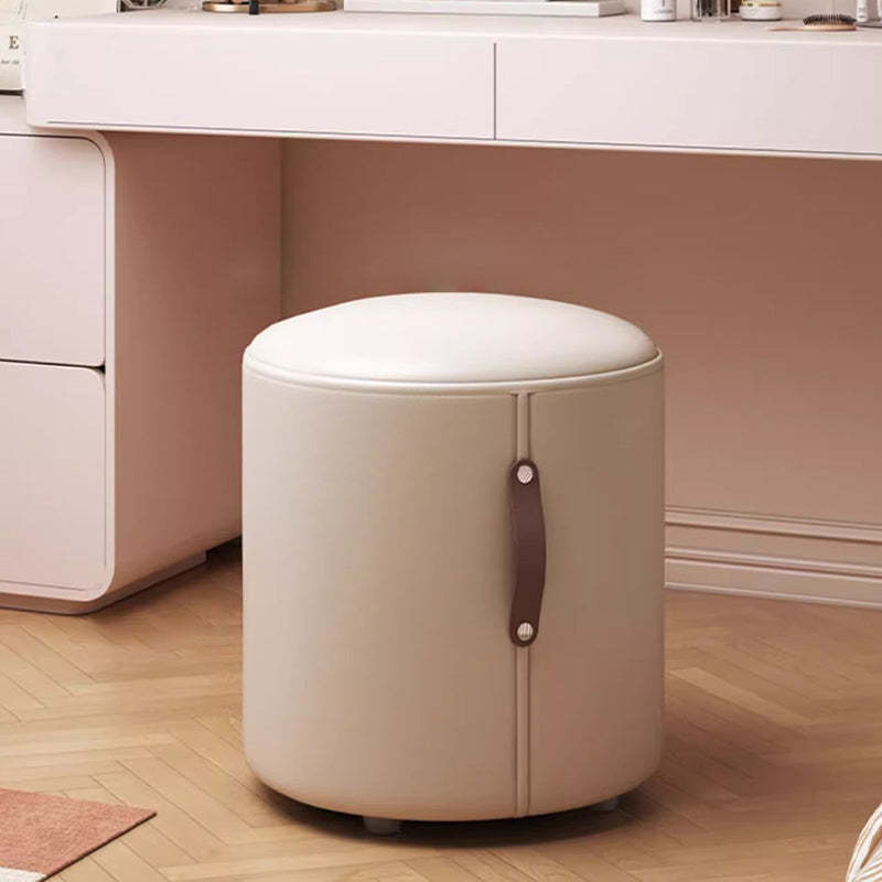 Nordic Portable Leather Wood Vanity Stool