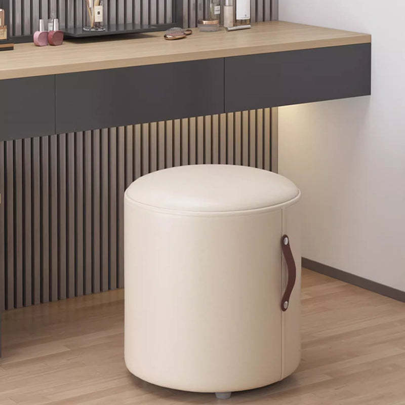 Nordic Portable Leather Wood Vanity Stool