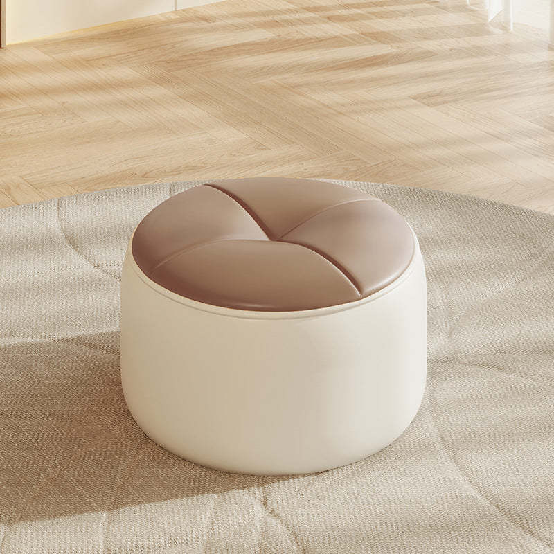 Nordic footstool pumpkin wood footstools in leather — Coffee