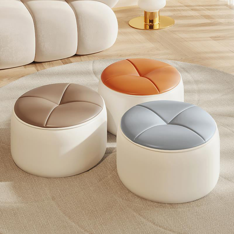 Nordic Pumpkin Leather Wood Footstool