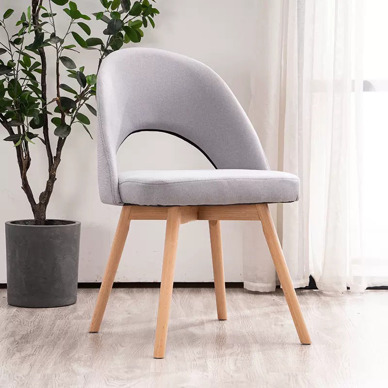 Modern Cotton Leather Wood Dining Chair