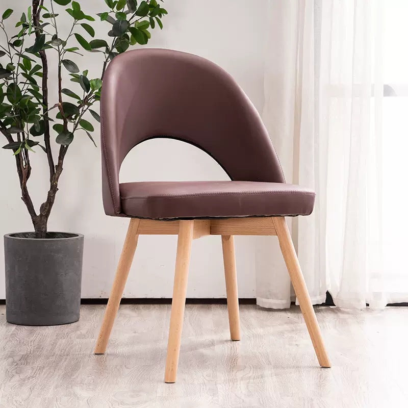 Modern Cotton Leather Wood Dining Chair