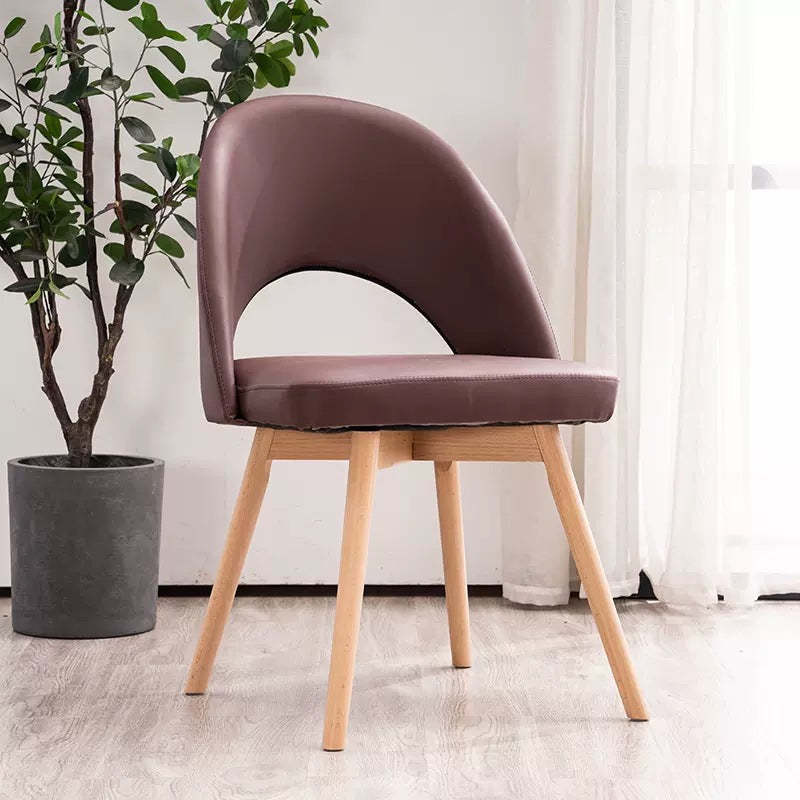 Modern Cotton Leather Wood Dining Chair