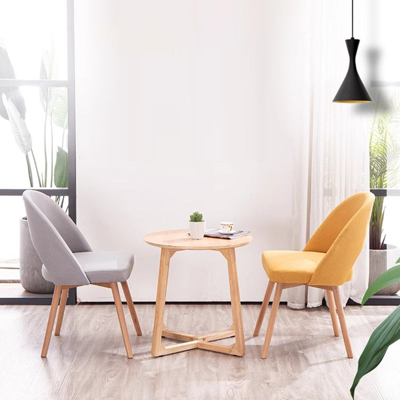 Modern Cotton Leather Wood Dining Chair
