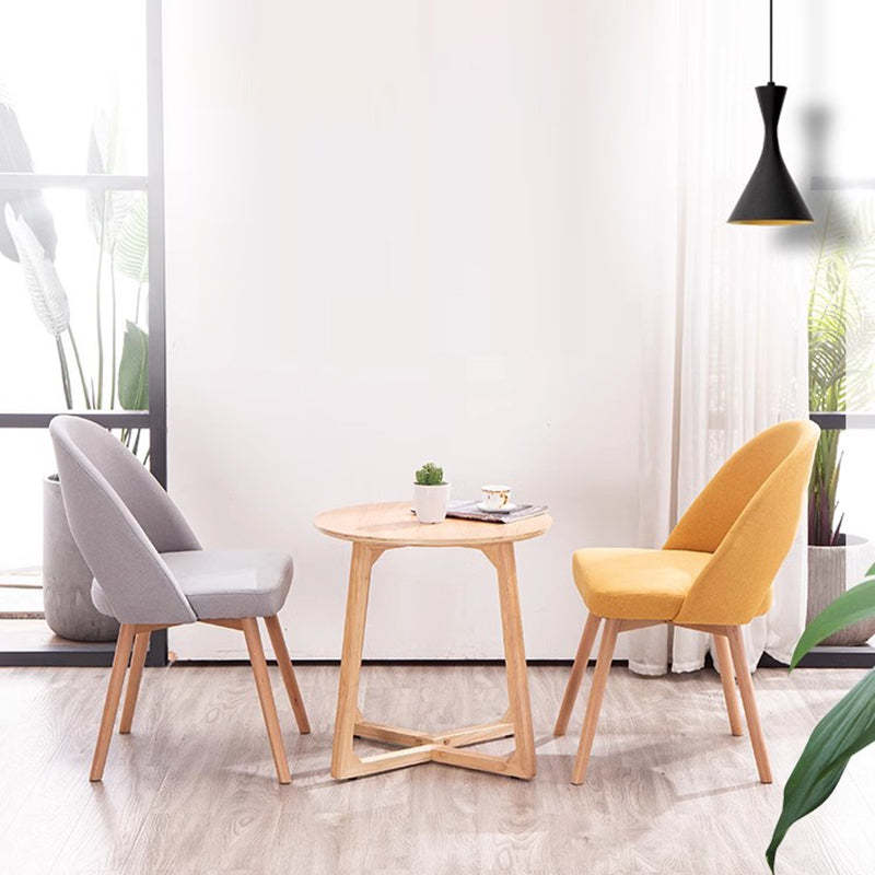 Modern Cotton Leather Wood Dining Chair