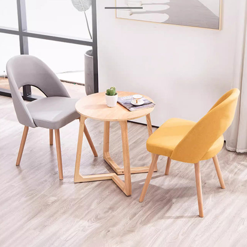 Modern Cotton Leather Wood Dining Chair — Cotton - Dark Gray