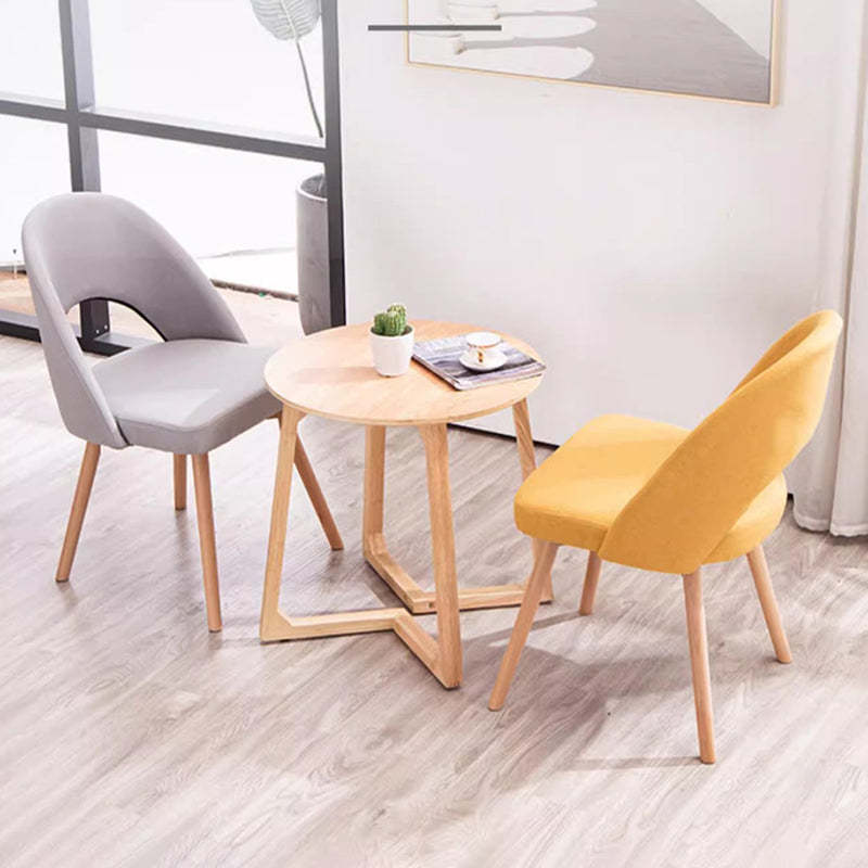 Modern Cotton Leather Wood Dining Chair — Cotton - Dark Gray